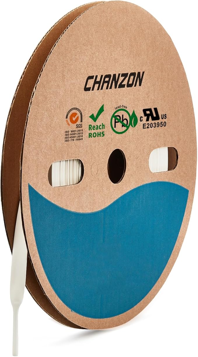 Chanzon 2:1 Ratio - 80Ft Roll - 5/32" Heat Shrink Tubing 2:1 White Polyolefin by Chanzon