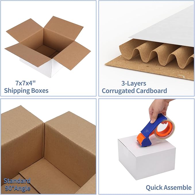 Hoikwo 7x7x4 Small Shipping Boxes Set of 25 - Image 3