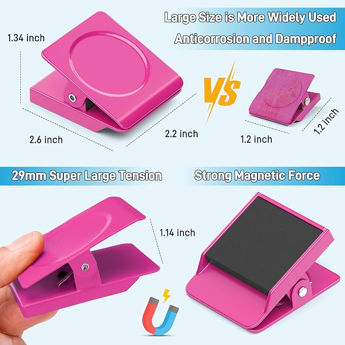 FINDMAG Pink Magnetic Clips, 2.2inch Heavy Duty, Magnetic Christmas Light Clips - Image 2