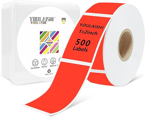 1X2 inch Label Stickers Roll for Thermal Printer 500PCS Colored Removable by YOULAISHI