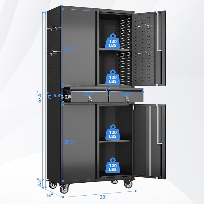 Aobabo 71" H 2 Drawer Metal Storage Cabinet - Image 3