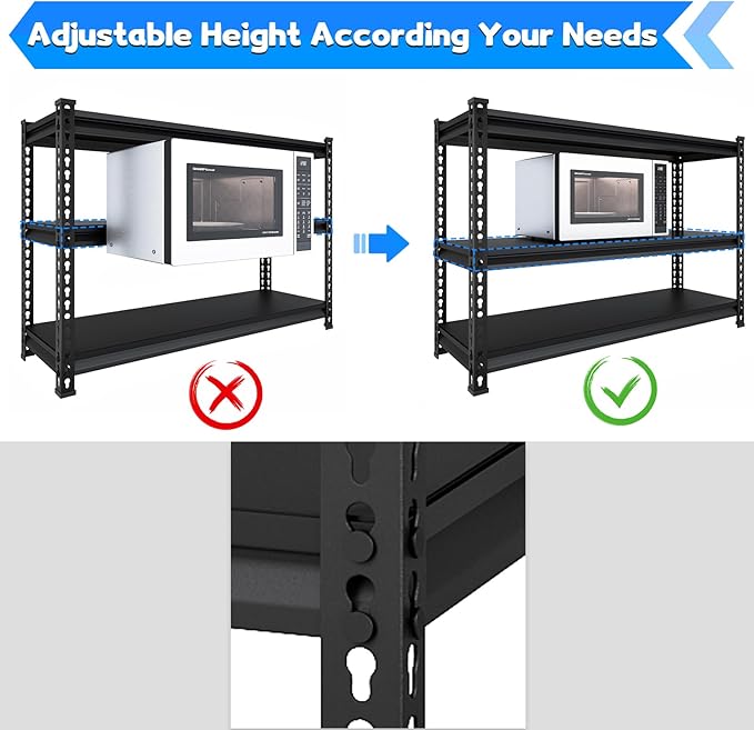 48" W Garage Shelving Heavy Duty, 1500LBS Loads Adjustable Garage Storage - Image 7