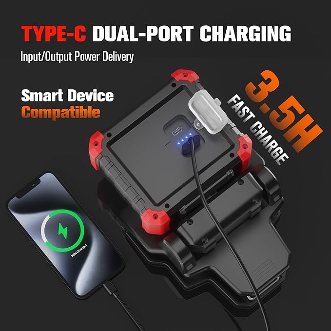 Yls 2pack LED Work Light, 2100LM Rechargeable COB Magnetic Clip on Work Light - Image 5