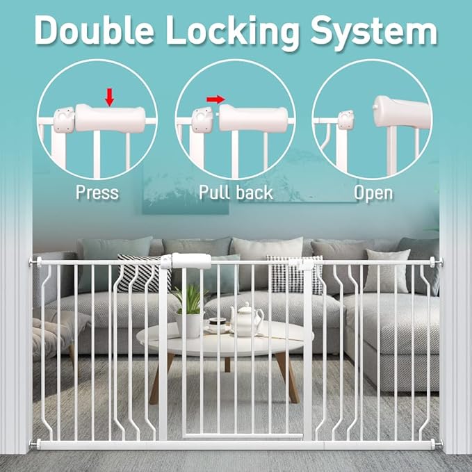 WAOWAO Baby Gate 38.58-43.27" Extra Wide Pressure Mounted Walk Through Swing - Image 4