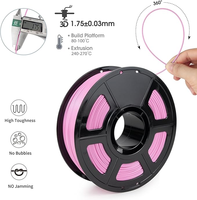 iSANMATE ASA Filament 1.75mm Pink 1KG, UV & Weather Resistant 3D Printer - Image 2
