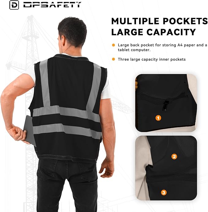 Reflective Safety vest With back plan pocket, High visibility Class 2 Heavy - Image 2