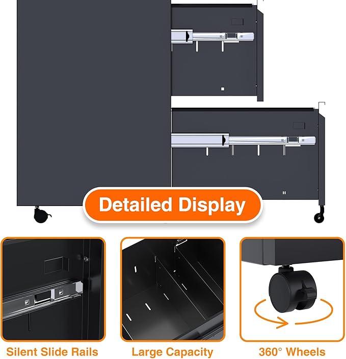 Aobabo 2 Drawer File Cabinet, Metal Filing Cabinet - Image 7