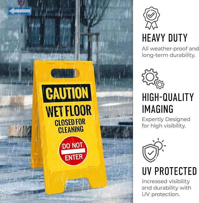 Caution Wet Floor Closed for Cleaning Do Not Enter Sidewalk Sign Kit, 10x16 - Image 6