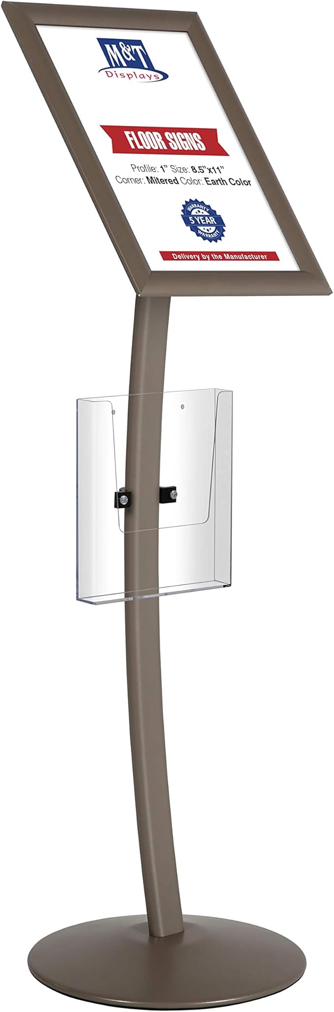 M&T Displays Curved Menu Board 11x17 Inch Pedestal Sign Holder by MTDisplays