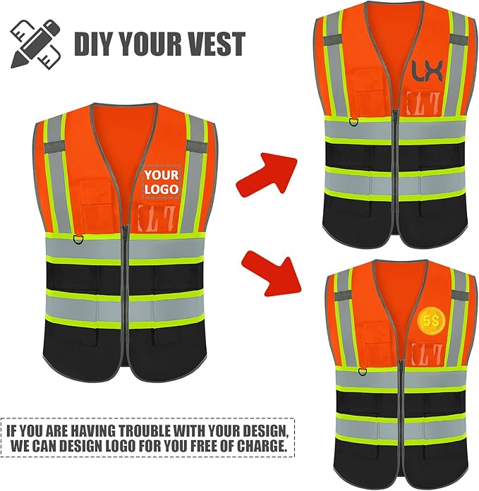 BeautyWill Custom Logo 10/20 Pack Safety Vest Class2 High Visibility Vest - Image 2