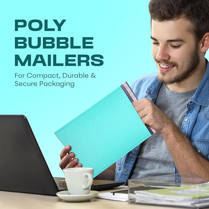Teal 10x13 Inch Poly Bubble Mailers |Self Seal Padded Envelopes - Image 8