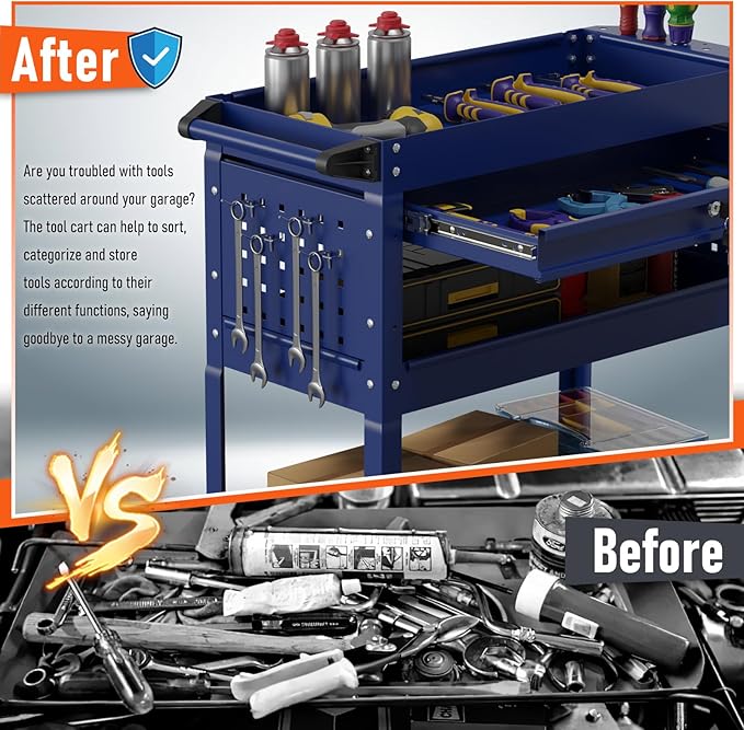 3 Tier Rolling Tool Cart, Heavy Duty Service Cart on Wheels - Image 5