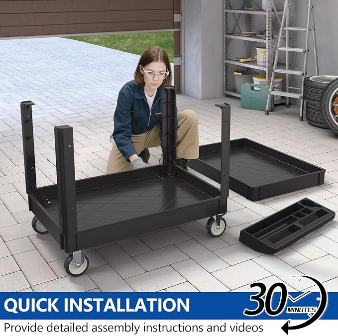 550LBS Utility Cart, 2-Tier 46x25 Inch Utility Cart - Image 7
