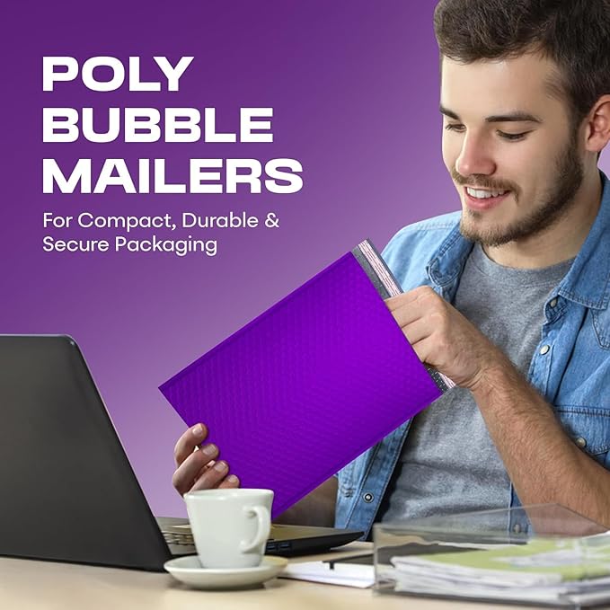 Purple 10x13 Inch Poly Bubble Mailers |Self Seal Padded Envelopes - Image 6