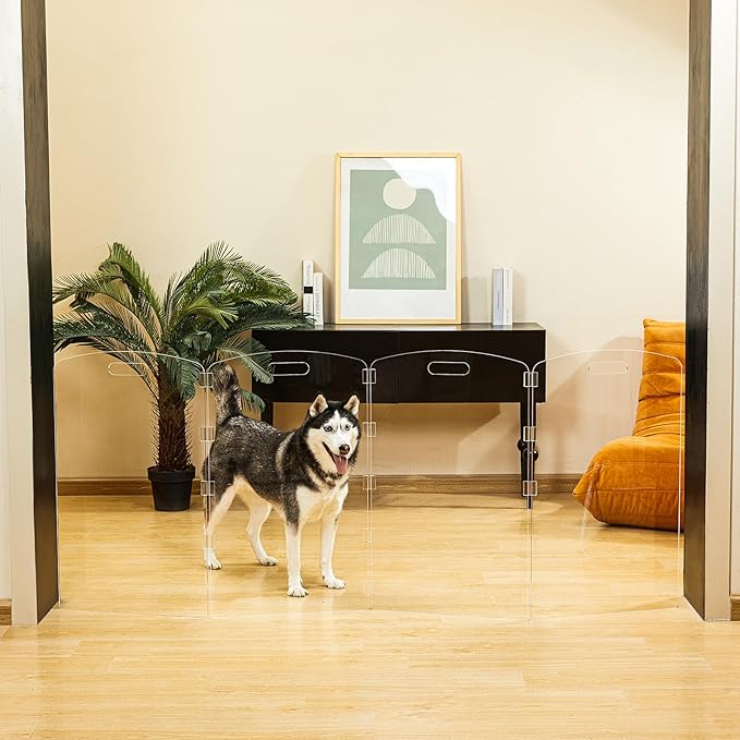 Modern Frame Clear Acrylic Freestanding Dog Gate - Image 2