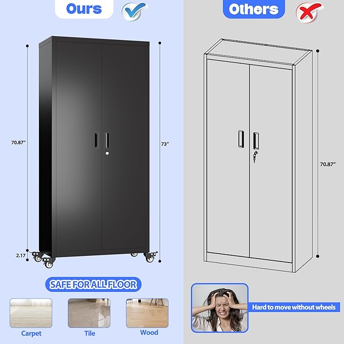 73" H×31.57" W×15.71" D Garage Storage Cabinet - Image 3