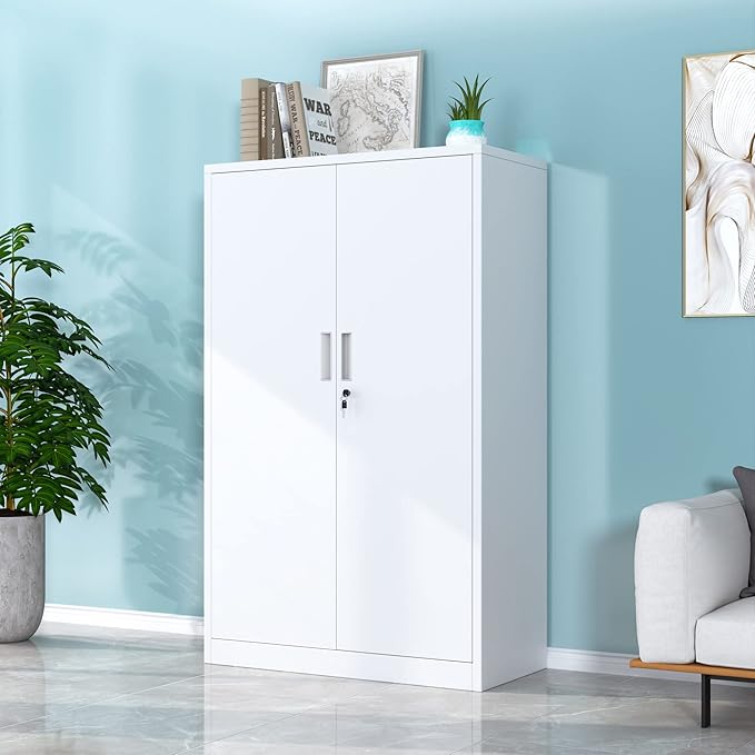 Metal Storage Cabinet with Locking Doors and 3 Adjustable Shelves, 53.5-Inch - Image 4