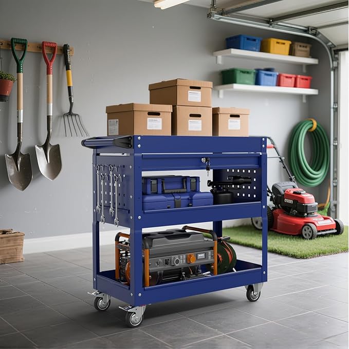 3 Tier Rolling Tool Cart on Wheels, 450 LBS Capacity Tool Cart - Image 2
