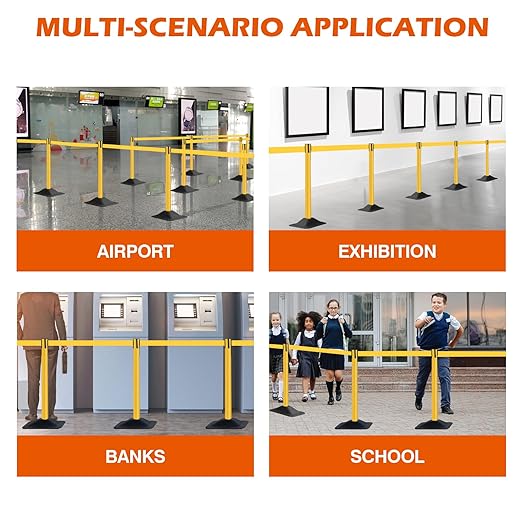 4 Pack Yellow Crowd Control Stanchion Set - Image 7