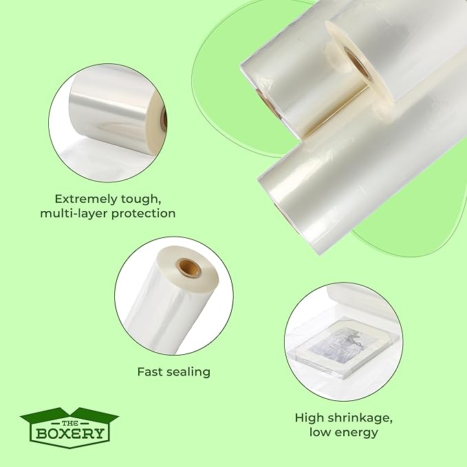 The Boxery Shrink Wrap Film 8" x 42000” Heat Wrap POF Centerfold - Image 5