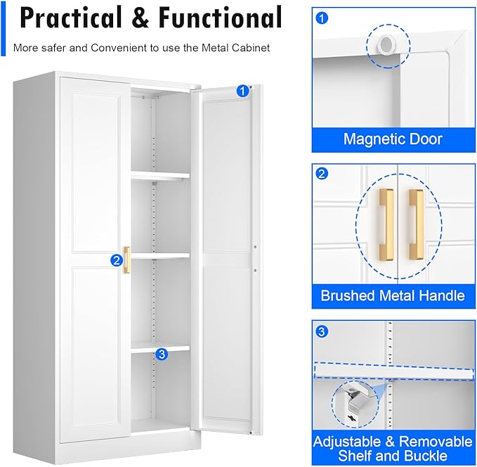 Kitchen Pantry Cabinet, 60 Inch Tall Pantry Storage Cabinet - Image 7