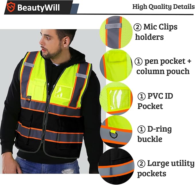 Custom Mesh Safety Vest 5 Pack Customized Logo Class 2 High Visibility - Image 4