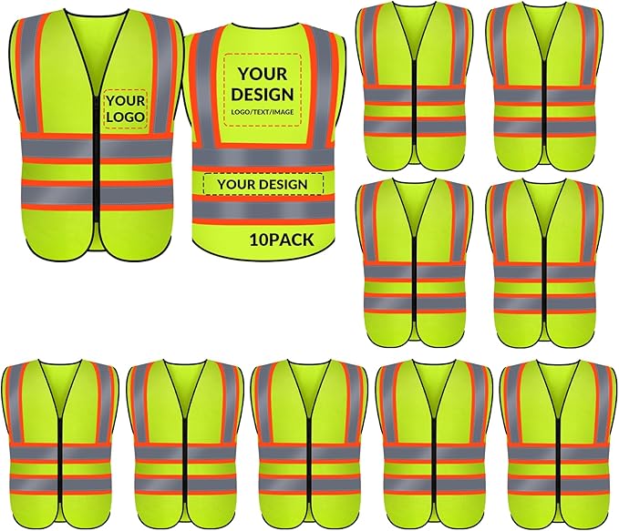 BeautyWill Custom Safety Vest Logo Class 2 High Visibility Reflevtive Vest by BeautyWill