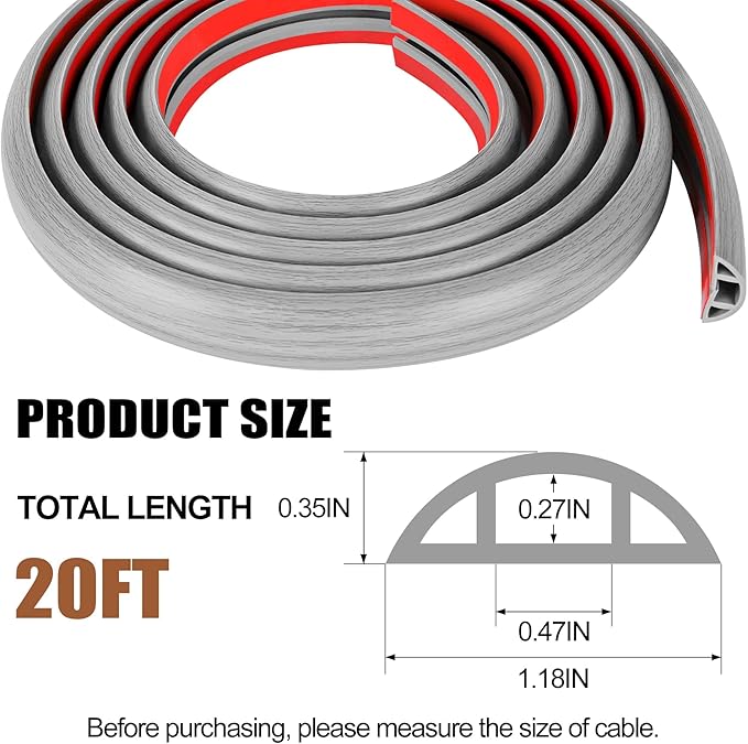 MYFAMIREA 20FT Floor Cord Cover - Image 2
