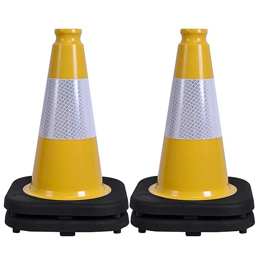 OrangeStar 4-Pack 12" Traffic Cones, Weighted Safety Cones by OrangeStar