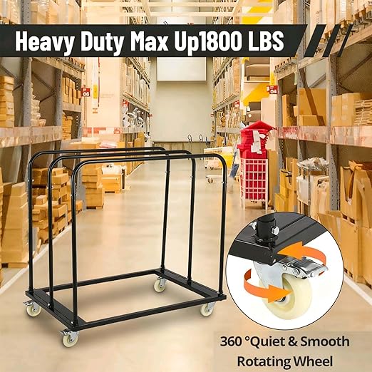 Steel Panel Truck, Drywall Cart w/ 5” PU Swivel Wheels, Heavy-Duty Panel Dolly - Image 4