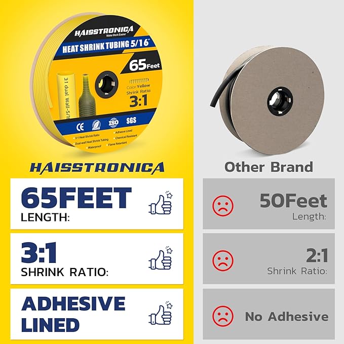 haisstronica 3:1 Heat Shrink Tubing, Shrink Ratio Adhesive Lined Marine Grade - Image 2