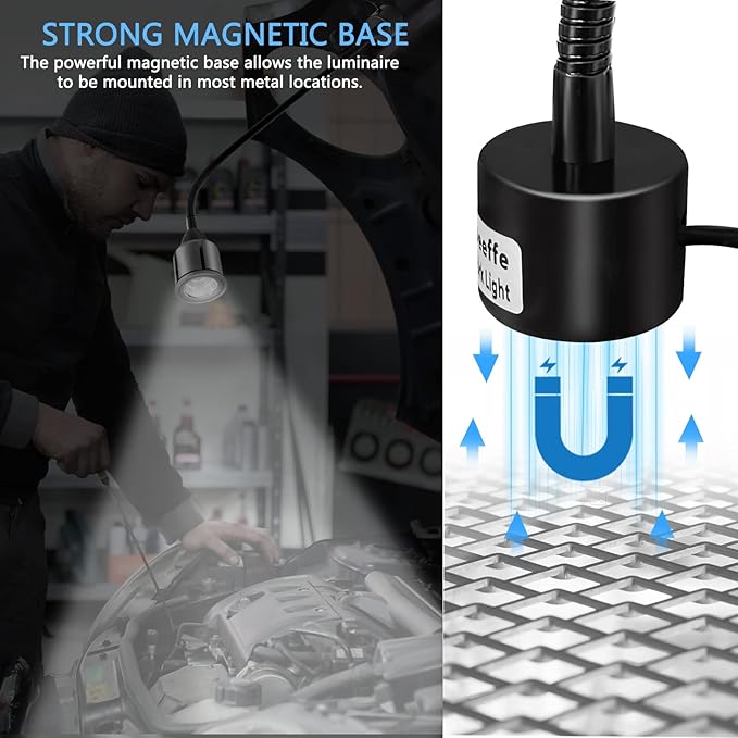 Magnetic LED Work Light with Flexible Gooseneck and Magnetic Base, Magnetic LED - Image 4