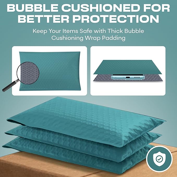 Green Poly Bubble Mailers 7.25x12 inch #1 | Self Seal Padded Envelopes | - Image 9