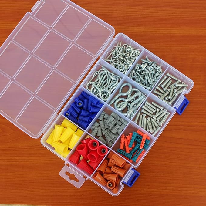 BangQiao 6 Pack Fixed 12 Grids Clear Plastic Storage Divider Box - Image 2