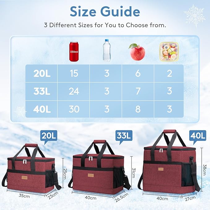 Lifewit Cooler Bag 30/50/60 Cans Collapsible and Insulated Large Lunch Bag - Image 2