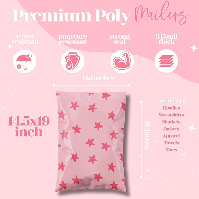 14.5x19 Designer Poly Mailer 100 Pack Heavy Duty Waterproof Self Seal Shipping - Image 3