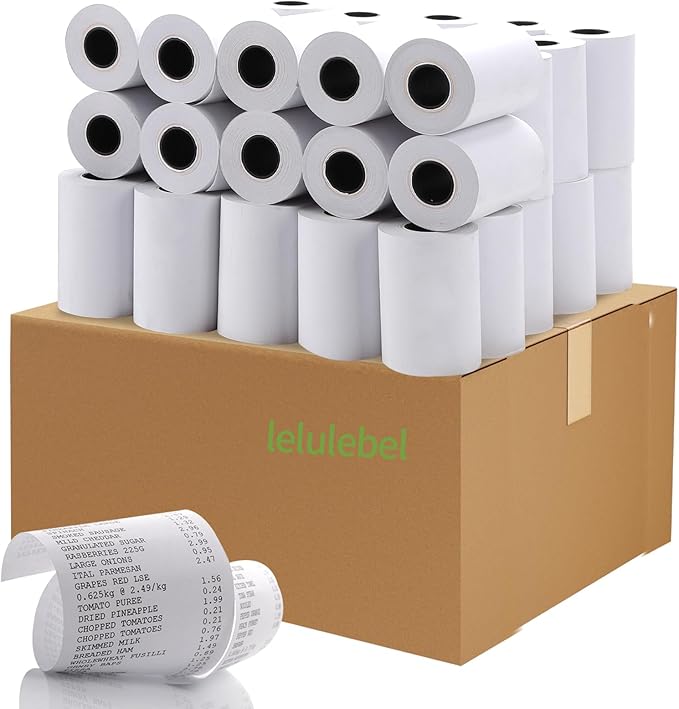 2 1/4 x 50 Thermal Receipt Paper Rolls, POS Cash Register Paper Rolls, BPA Free by lelulebel