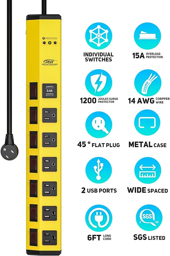 CRST 6-Outlet Heavy Duty Power Strip - Image 2
