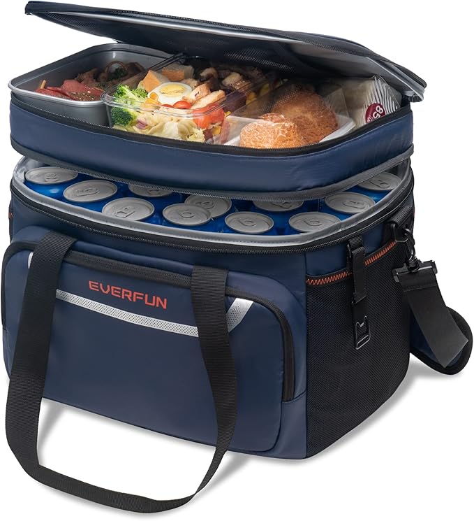 EVERFUN Small Cooler Lunch Box Mini Leak-Proof Soft Double Deck 24 Can Personal - Image 2