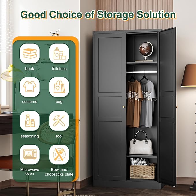 Letaya Wardrobe Armoire Closet, Bedroom Armoire Cabinet Clothes Organizer - Image 7