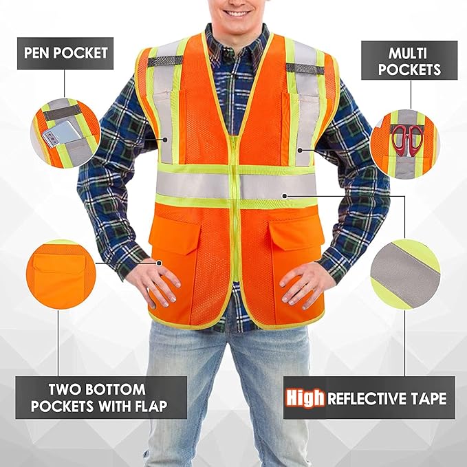 BeautyWill Custom Safety Vest Customized Logo Class 2 High Visibility - Image 3