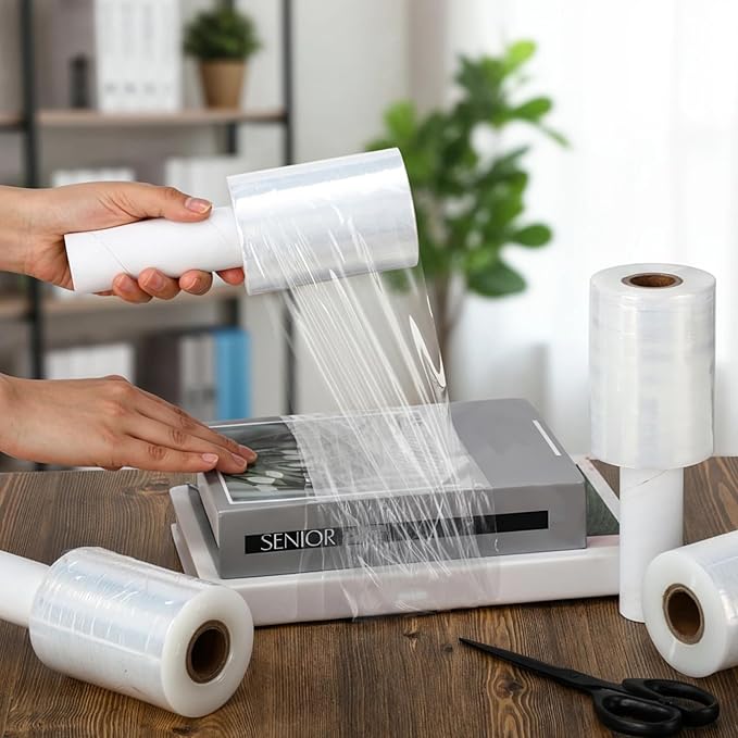 Frienda 12 Pcs 4 Inch Plastic Stretch Wrap Film Roll 500ft Clear Mini Moving - Image 6