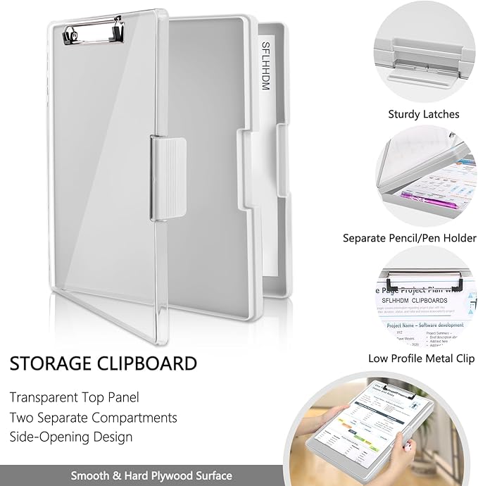 Clipboard with Storage, Heavy Duty Clip Boards 8.5x11 with 2 Storage Case - Image 3