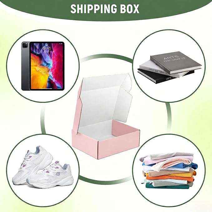 10 Pack 12"x9"x4" inch Shipping Boxes Pink Corrugated Cardboard Box - Image 5