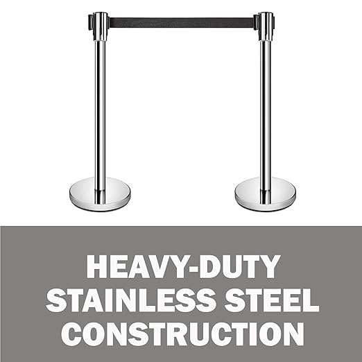 New Star Foodservice 54606 Stanchions, 36-Inch Height, 6.5-Foot Retractable Belt - Image 4