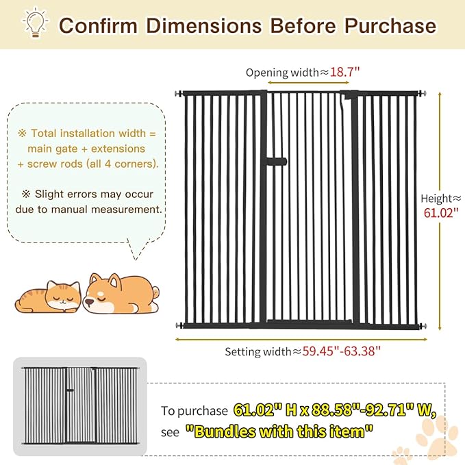 Lumizone Extra Tall Cat Gate 61.02" High Pressure Mounted Extra Wide 2025 New - Image 2