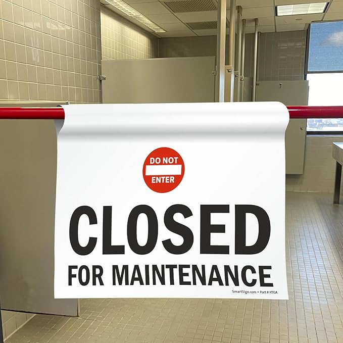 SmartSign 3-Pack 'Closed For Maintenance' Hanging Doorway Barricade Sign - Image 6