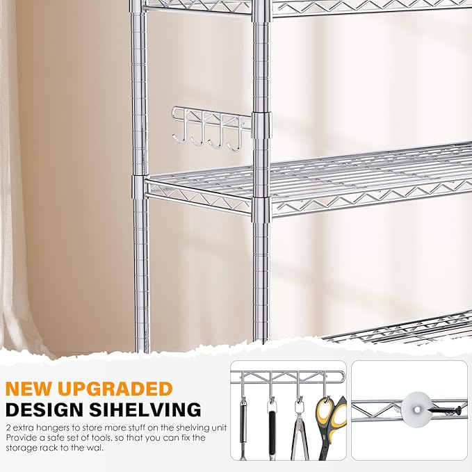 YNN Storage Shelves, 6000Lbs 6 Tier Heavy Duty Metal Rolling Shelving Unit - Image 6