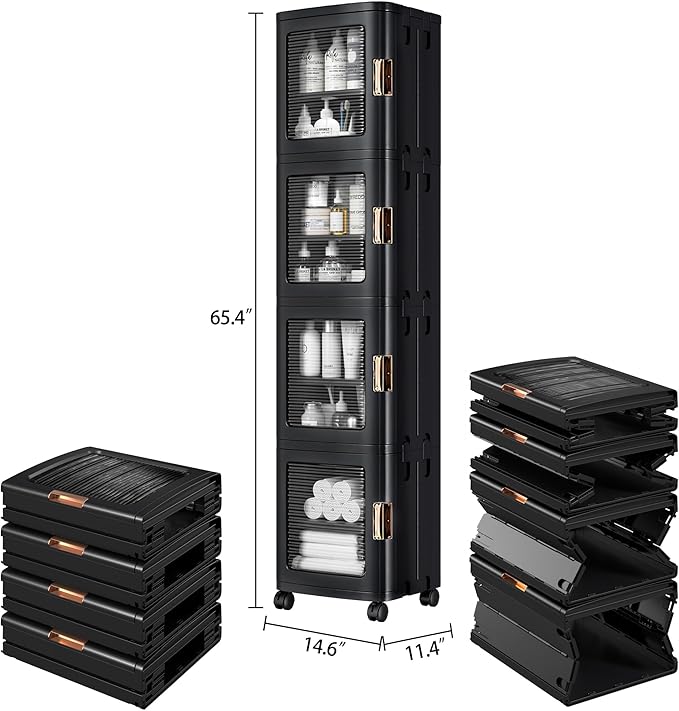VECELO 4-Tier Tall Narrow Storage Cabinet - Image 2