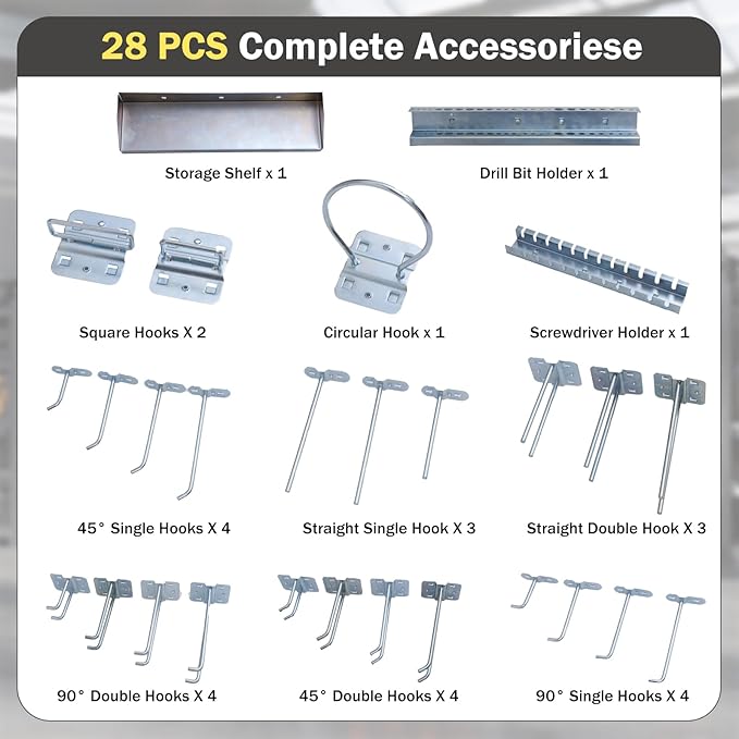 Goplus Garage Pegboard, Metal Pegboard Tool Organizer Kit - Image 5
